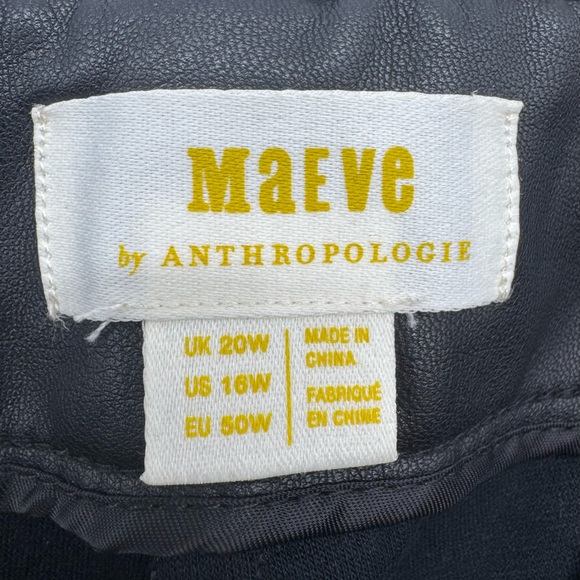 Anthropologie Maeve Naomi Faux Leather Black Wide-Leg Pants, Size 16W - Picture 11 of 16